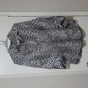 Jones New York Snow Leopard Blouse Sz XL